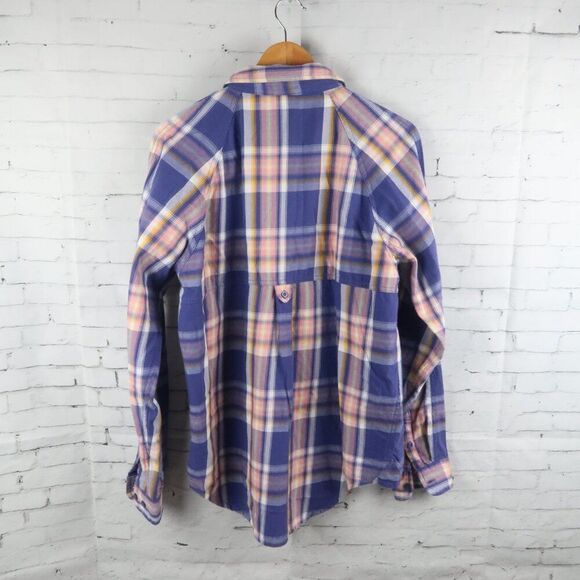 THE NORTH FACE BLUE/PURPLE PINK & YELLOW FLANNEL CAMP SHIRT SIZE MEDIUM - Picture 13 of 13